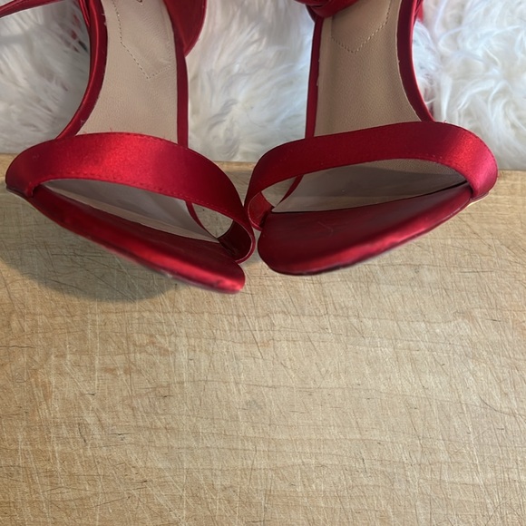 Aldo Red Satin One Strap Open Toe Wrap Heels - Picture 7 of 11